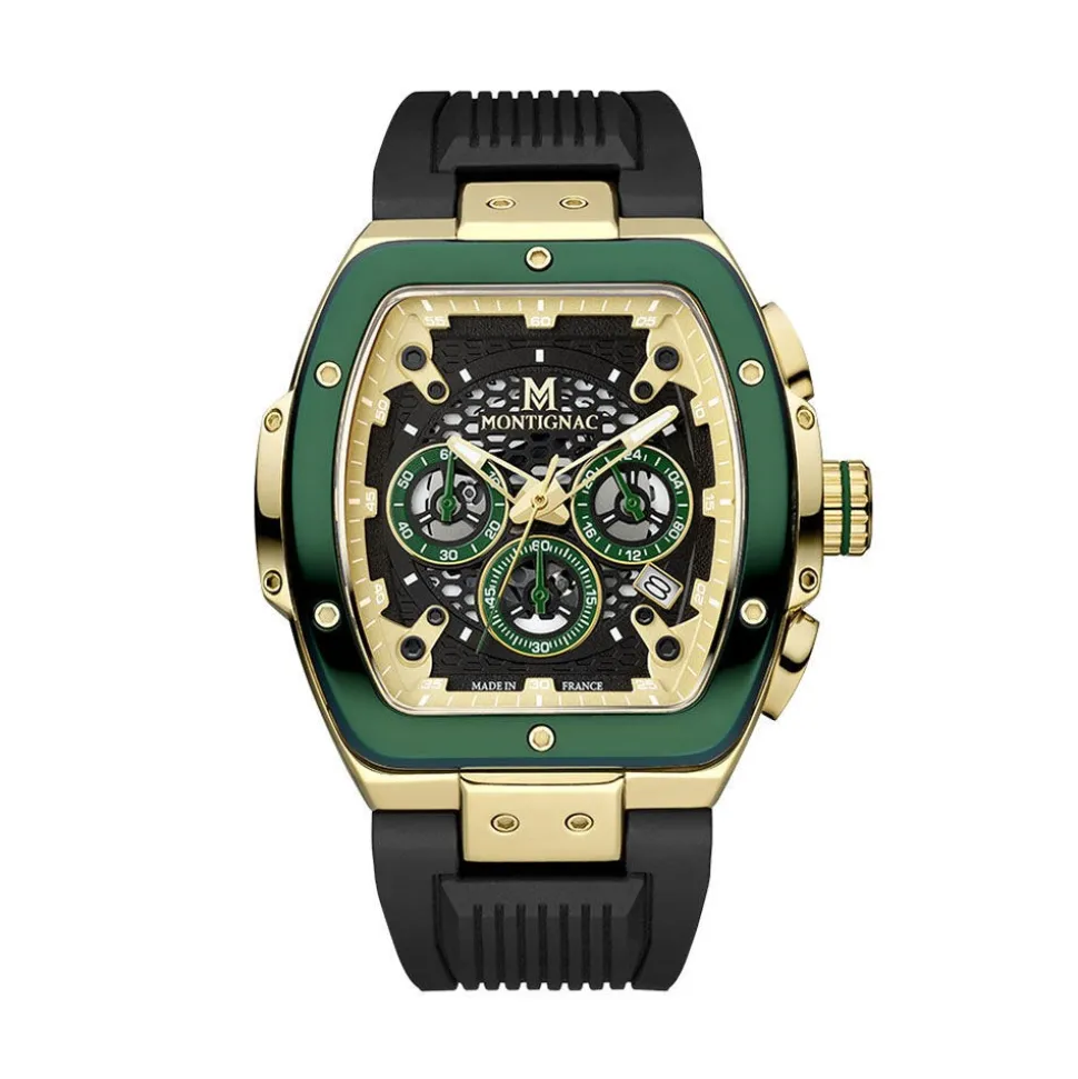 Montre Montignac Tonneau Chrono Noir