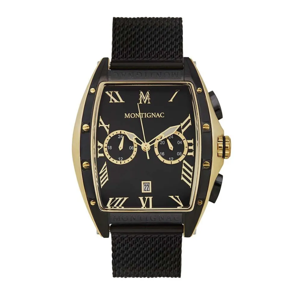 Montre Montignac Tonneau Chrono Noir