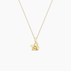 Marc Orian Pendentifs|Cadeaux Baptême > Pendentif Abelone Ange Penseur Or Jaune
