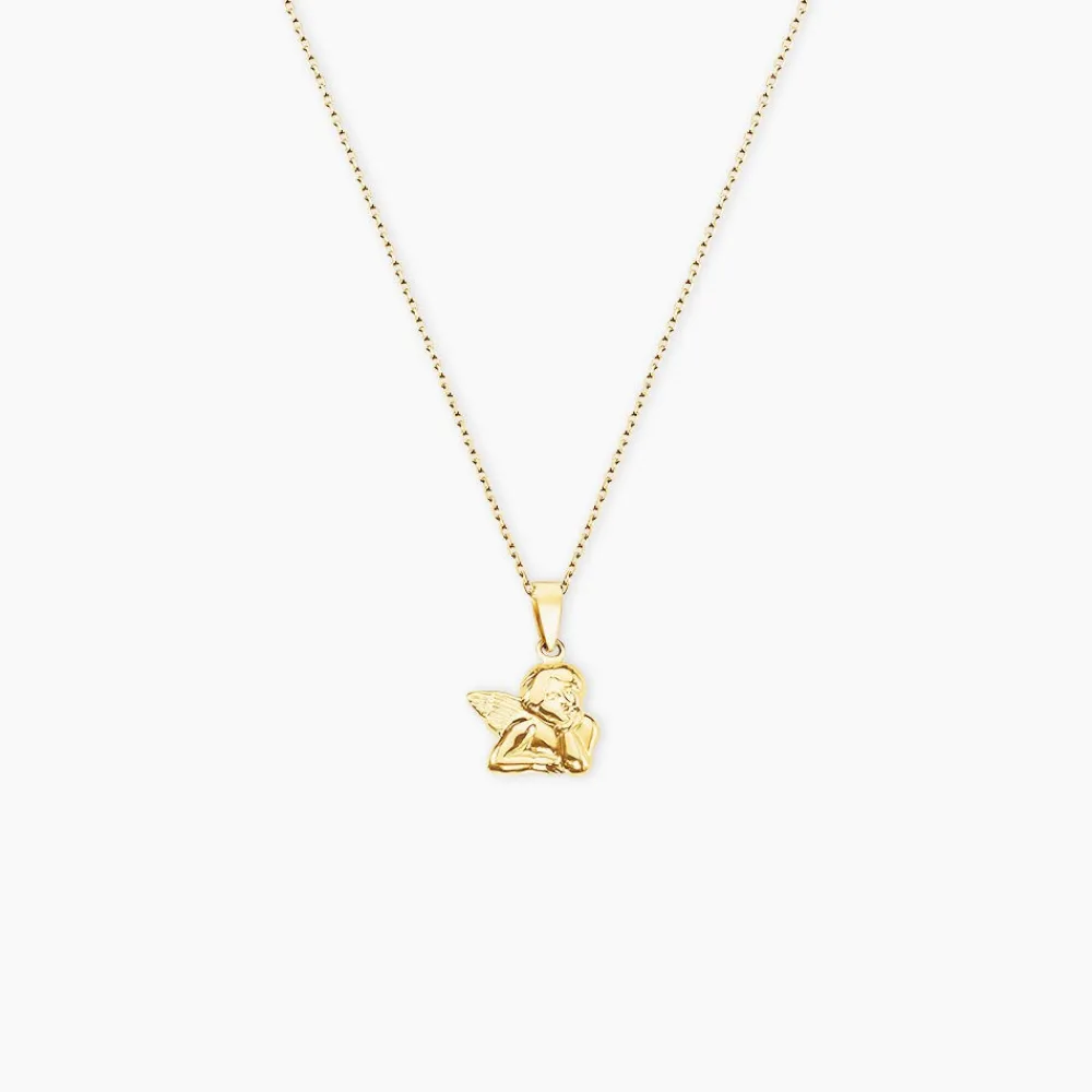Marc Orian Pendentifs|Cadeaux Baptême > Pendentif Abelone Ange Penseur Or Jaune