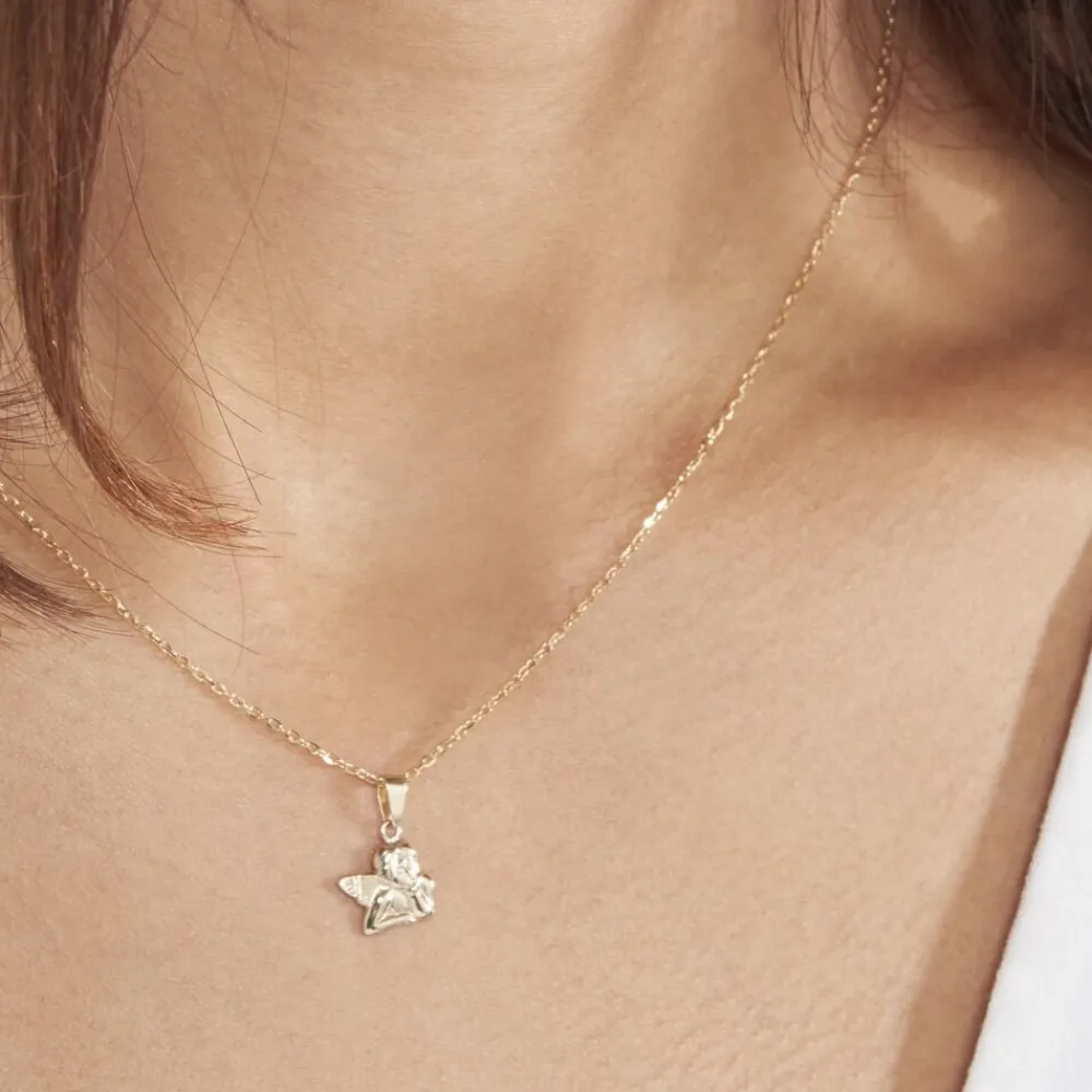 Marc Orian Pendentifs|Cadeaux Baptême > Pendentif Abelone Ange Penseur Or Jaune