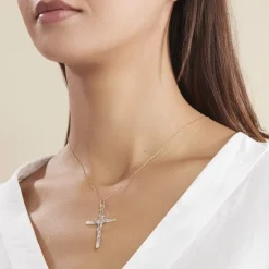 Marc Orian Cadeaux Communion|Pendentifs > Pendentif Agatha Croix Or Bicolore