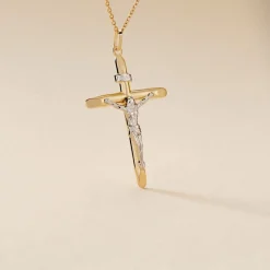 Marc Orian Cadeaux Communion|Pendentifs > Pendentif Agatha Croix Or Bicolore