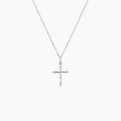 Marc Orian Bijoux Zirconium|Pendentifs > Pendentif Ageda Croix Or Blanc Oxyde De Zirconium