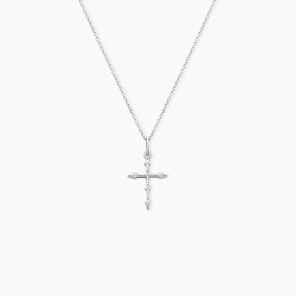 Marc Orian Bijoux Zirconium|Pendentifs > Pendentif Ageda Croix Or Blanc Oxyde De Zirconium