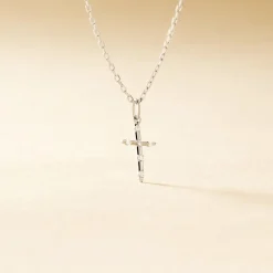Marc Orian Bijoux Zirconium|Pendentifs > Pendentif Ageda Croix Or Blanc Oxyde De Zirconium