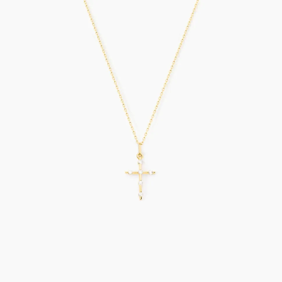Pendentif Ageda Croix Or Jaune Oxyde De Zirconium
