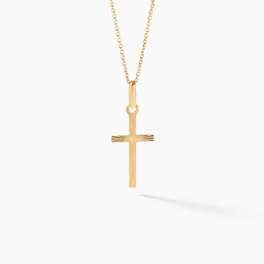 Marc Orian Pendentifs|Cadeaux Communion > Pendentif Aidana Croix Striee Or Jaune