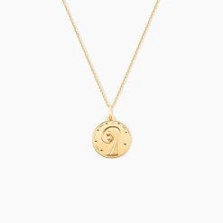 Marc Orian Pendentifs|Pendentifs Personnalisés > Pendentif Amber Vierge Rond Diamante Or Jaune