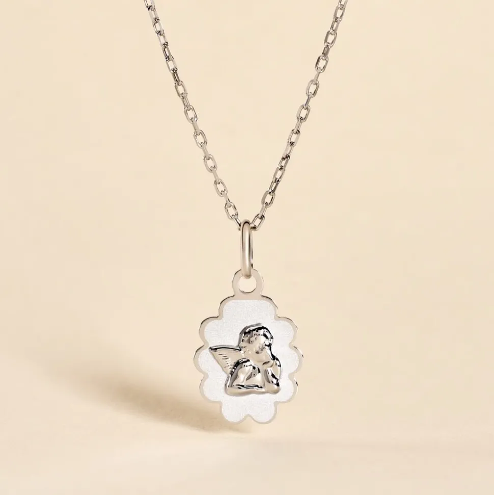 Pendentif Ange Nuage Or Blanc