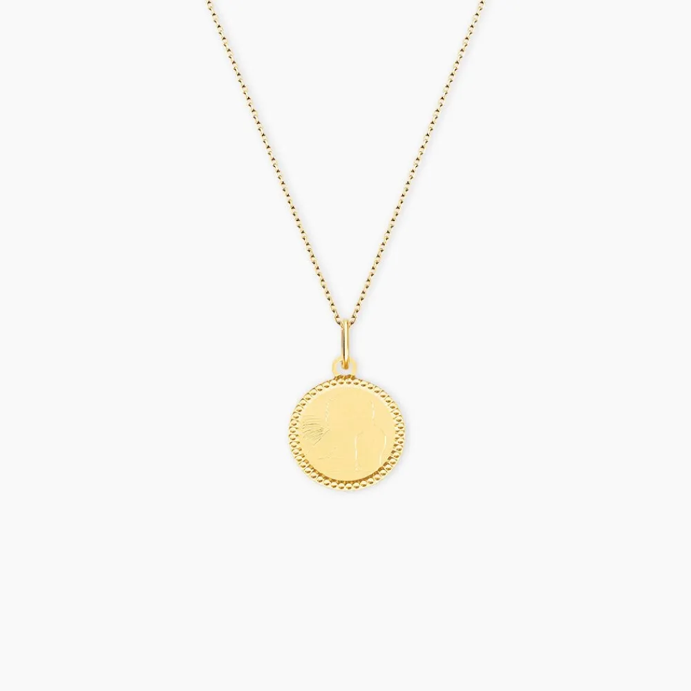 Marc Orian Pendentifs|Pendentifs Personnalisés > Pendentif Ange Rond Cisele Or Jaune