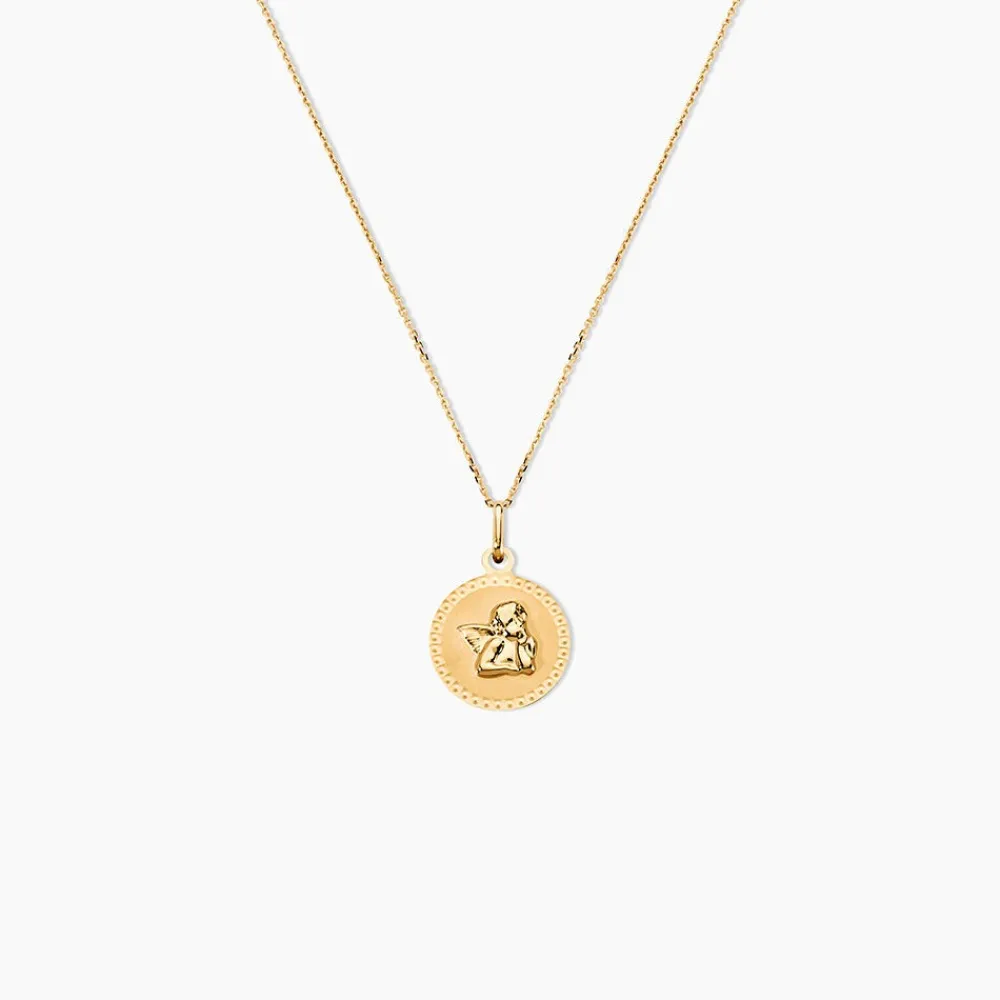 Marc Orian Pendentifs|Pendentifs Personnalisés > Pendentif Ange Rond Cisele Or Jaune