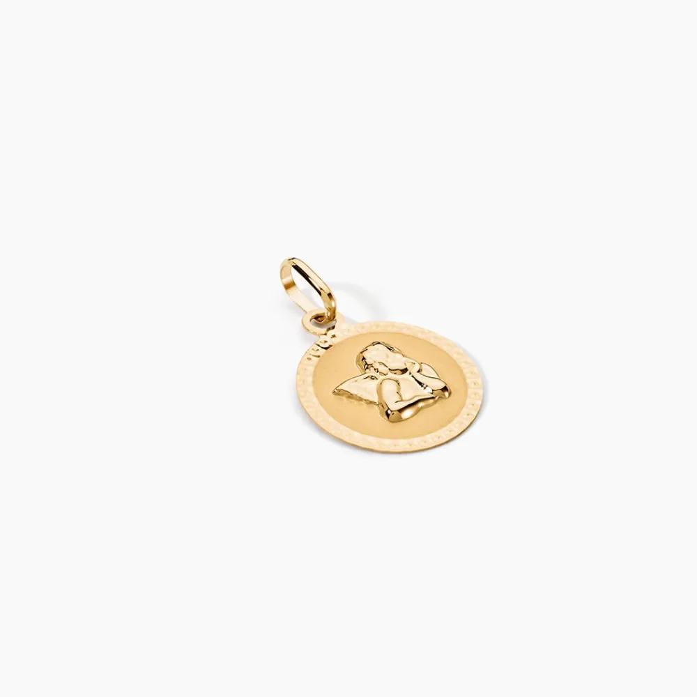 Marc Orian Pendentifs|Pendentifs Personnalisés > Pendentif Ange Rond Cisele Or Jaune