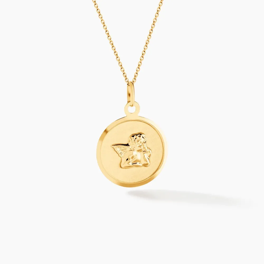 Marc Orian Pendentifs|Pendentifs Personnalisés > Pendentif Ange Rond Or Jaune