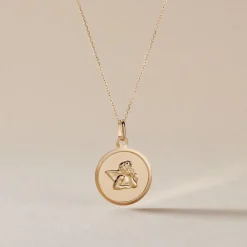 Marc Orian Pendentifs|Pendentifs Personnalisés > Pendentif Ange Rond Or Jaune