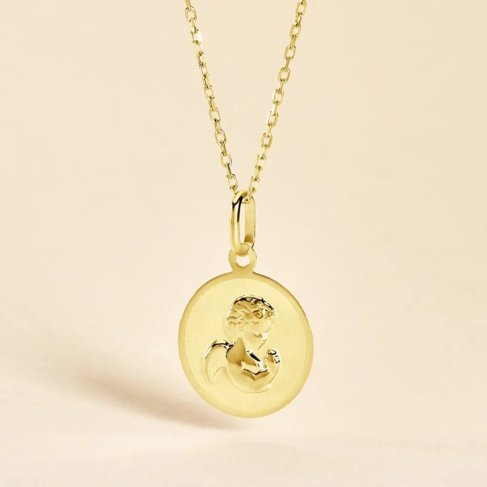 Marc Orian Pendentifs|Pendentifs Personnalisés > Pendentif Ange Rond Or Jaune