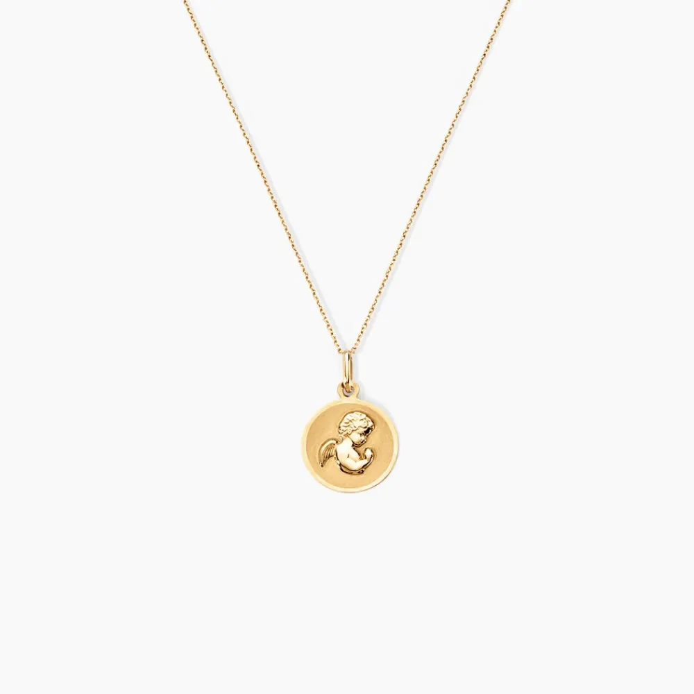 Marc Orian Pendentifs|Pendentifs Personnalisés > Pendentif Ange Rond Or Jaune