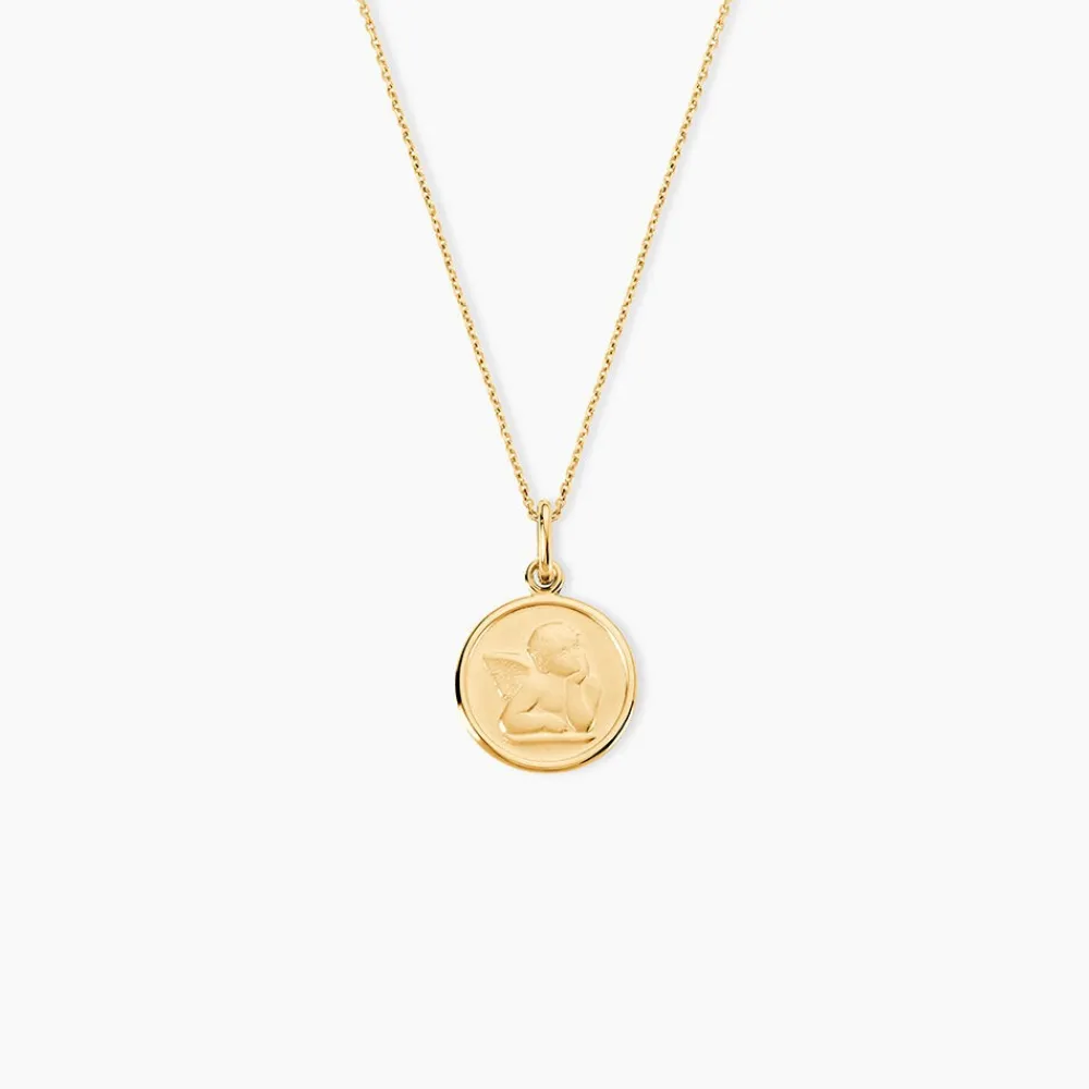 Marc Orian Pendentifs|Pendentifs Personnalisés > Pendentif Ange Rond Or Jaune