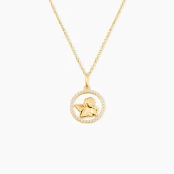 Marc Orian Bijoux Zirconium|Pendentifs > Pendentif Ange Rond Or Jaune Oxyde De Zirconium