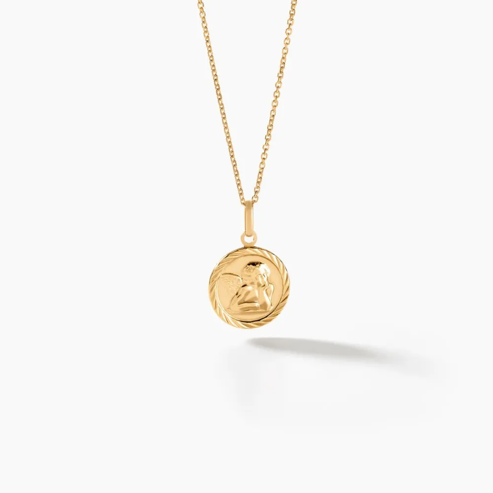 Marc Orian Pendentifs|Pendentifs Personnalisés > Pendentif Ange Rond Sable Or Jaune