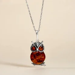 Pendentif Argent Blanc Benoite Ambre
