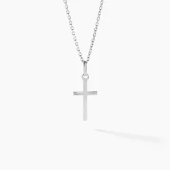 Marc Orian Pendentifs|Cadeaux Communion > Pendentif Bathilde Croix Striee Or Blanc