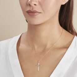 Marc Orian Pendentifs|Cadeaux Communion > Pendentif Benny Croix Ciselee Or Bicolore