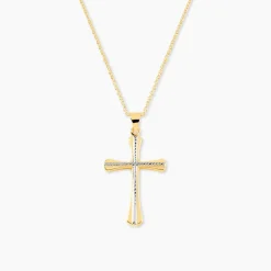 Marc Orian Pendentifs|Cadeaux Communion > Pendentif Benny Croix Ciselee Or Bicolore
