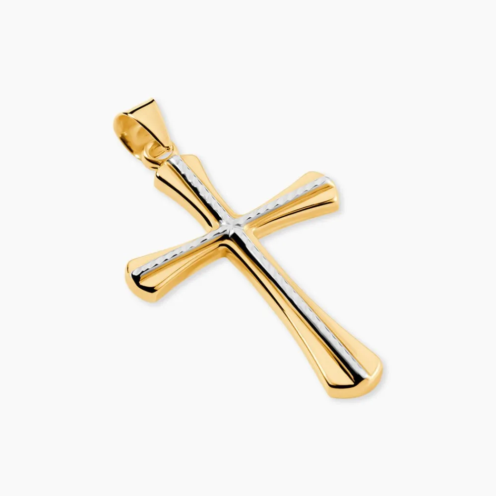 Marc Orian Pendentifs|Cadeaux Communion > Pendentif Benny Croix Ciselee Or Bicolore