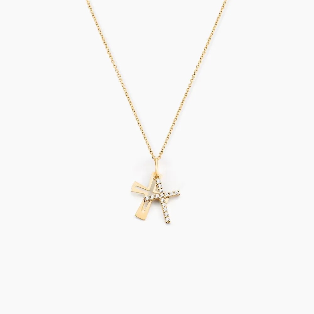 Marc Orian Bijoux Zirconium|Pendentifs > Pendentif Canice Croix Or Jaune Oxyde De Zirconium