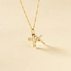 Marc Orian Bijoux Zirconium|Pendentifs > Pendentif Canice Croix Or Jaune Oxyde De Zirconium