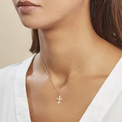 Marc Orian Bijoux Zirconium|Pendentifs > Pendentif Canice Croix Or Jaune Oxyde De Zirconium