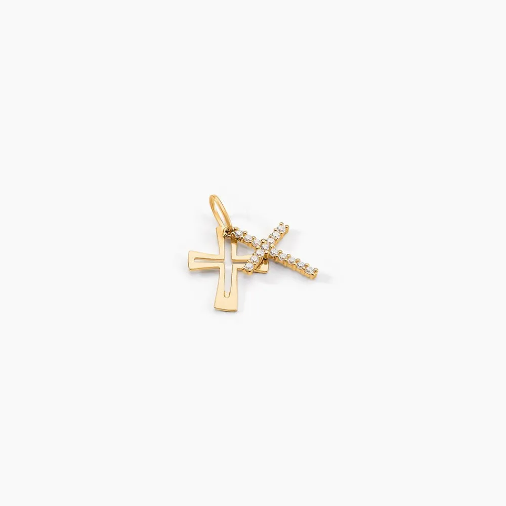 Marc Orian Bijoux Zirconium|Pendentifs > Pendentif Canice Croix Or Jaune Oxyde De Zirconium