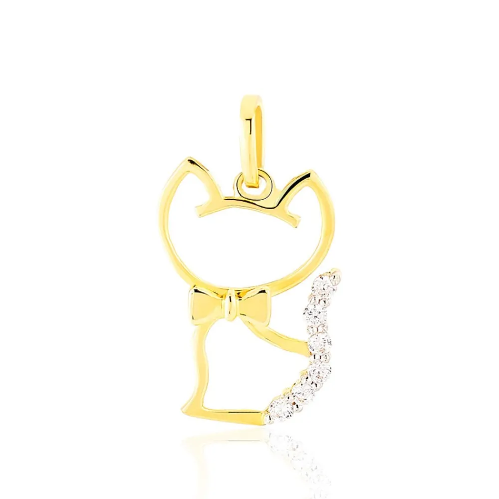 Marc Orian Bijoux Zirconium|Pendentifs > Pendentif Egee Chat Or Jaune Oxyde De Zirconium