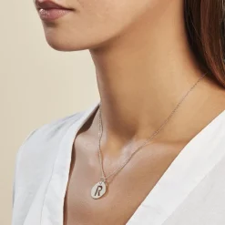 Pendentif Elio R Argent Blanc