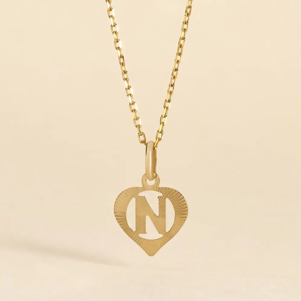 Marc Orian Pendentifs|Bijoux Homme > Pendentif Eudocie Coeur Lettre Or Jaune