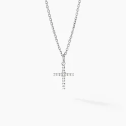 Marc Orian Bijoux Zirconium|Pendentifs > Pendentif Glacen Croix Or Blanc Oxyde De Zirconium