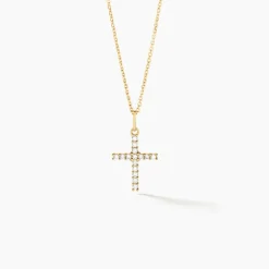 Marc Orian Bijoux Zirconium|Pendentifs > Pendentif Glacen Croix Or Jaune Oxyde De Zirconium
