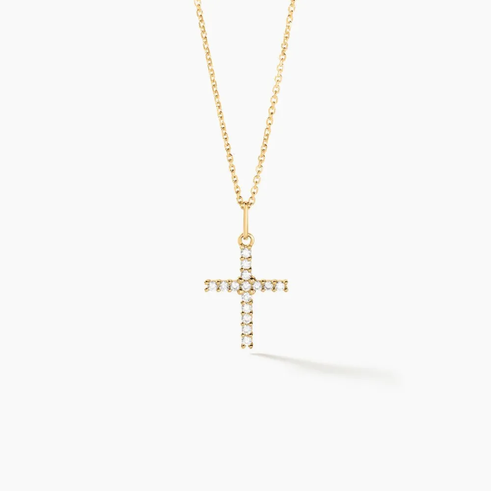 Marc Orian Bijoux Zirconium|Pendentifs > Pendentif Glacen Croix Or Jaune Oxyde De Zirconium