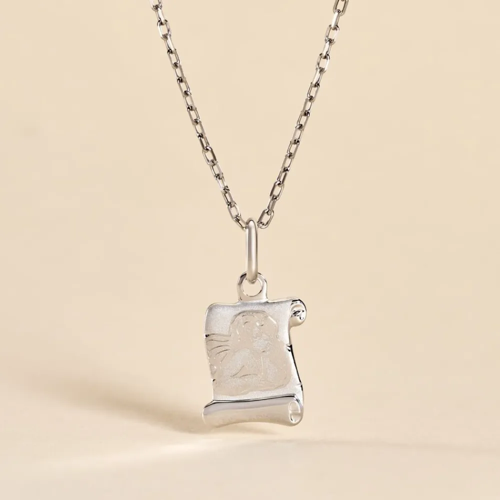 Marc Orian Pendentifs|Pendentifs Personnalisés > Pendentif Golda Ange Parchemin Or Blanc