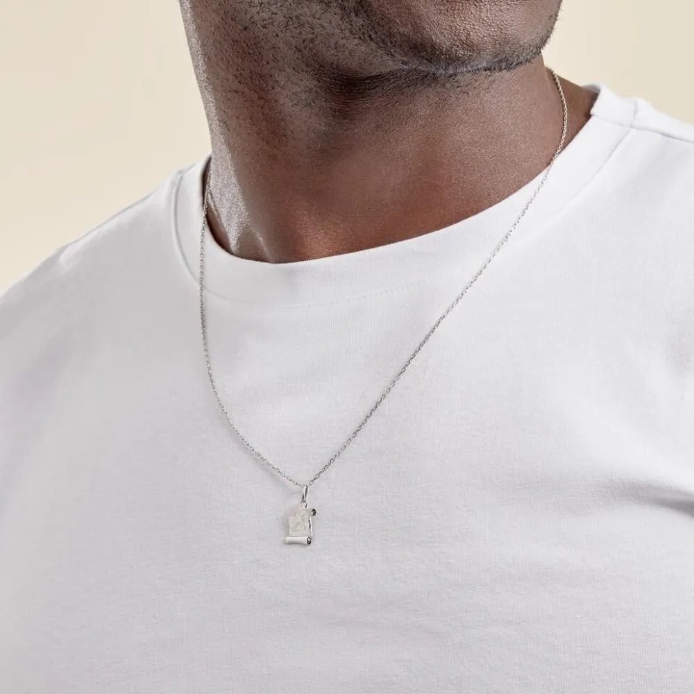 Marc Orian Pendentifs|Pendentifs Personnalisés > Pendentif Golda Ange Parchemin Or Blanc