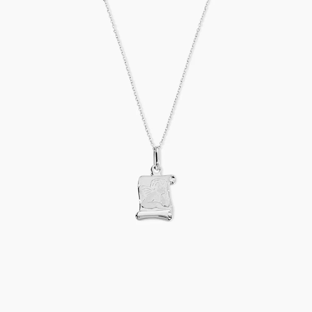 Marc Orian Pendentifs|Pendentifs Personnalisés > Pendentif Golda Ange Parchemin Or Blanc