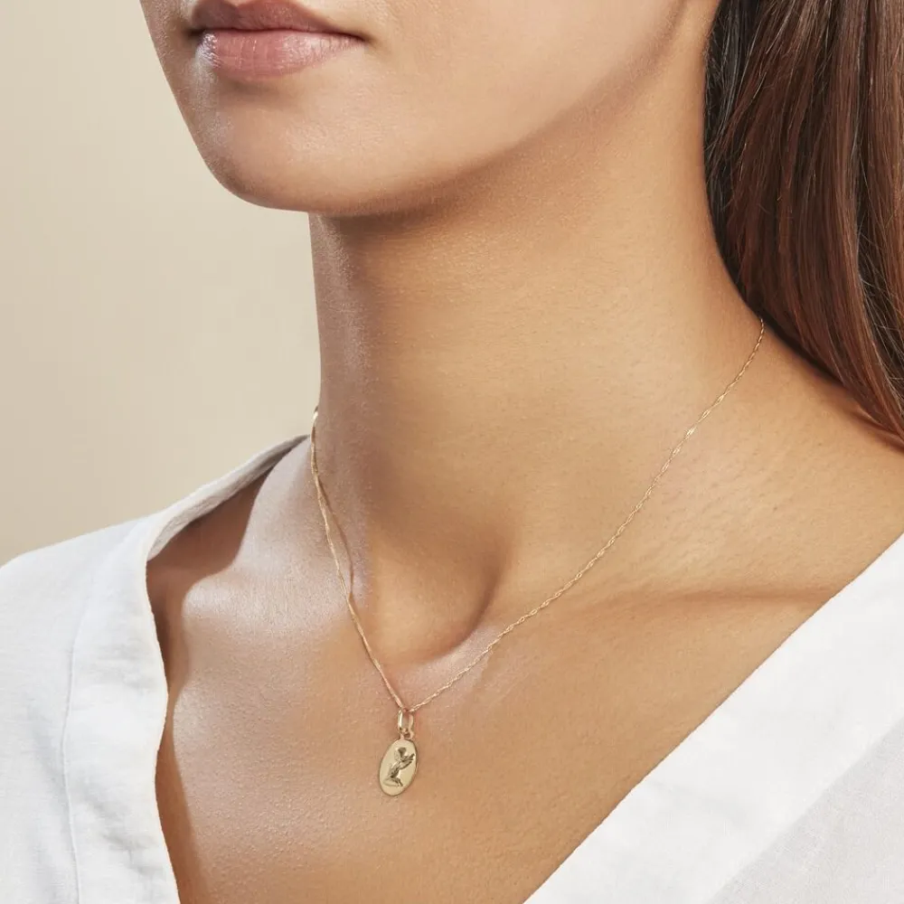Marc Orian Pendentifs|Pendentifs Personnalisés > Pendentif Hadia Ange Ovale Or Jaune
