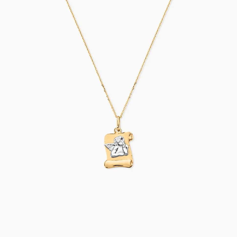 Pendentif Hanan Ange Parchemin Or Bicolore