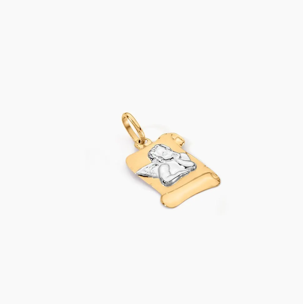 Pendentif Hanan Ange Parchemin Or Bicolore