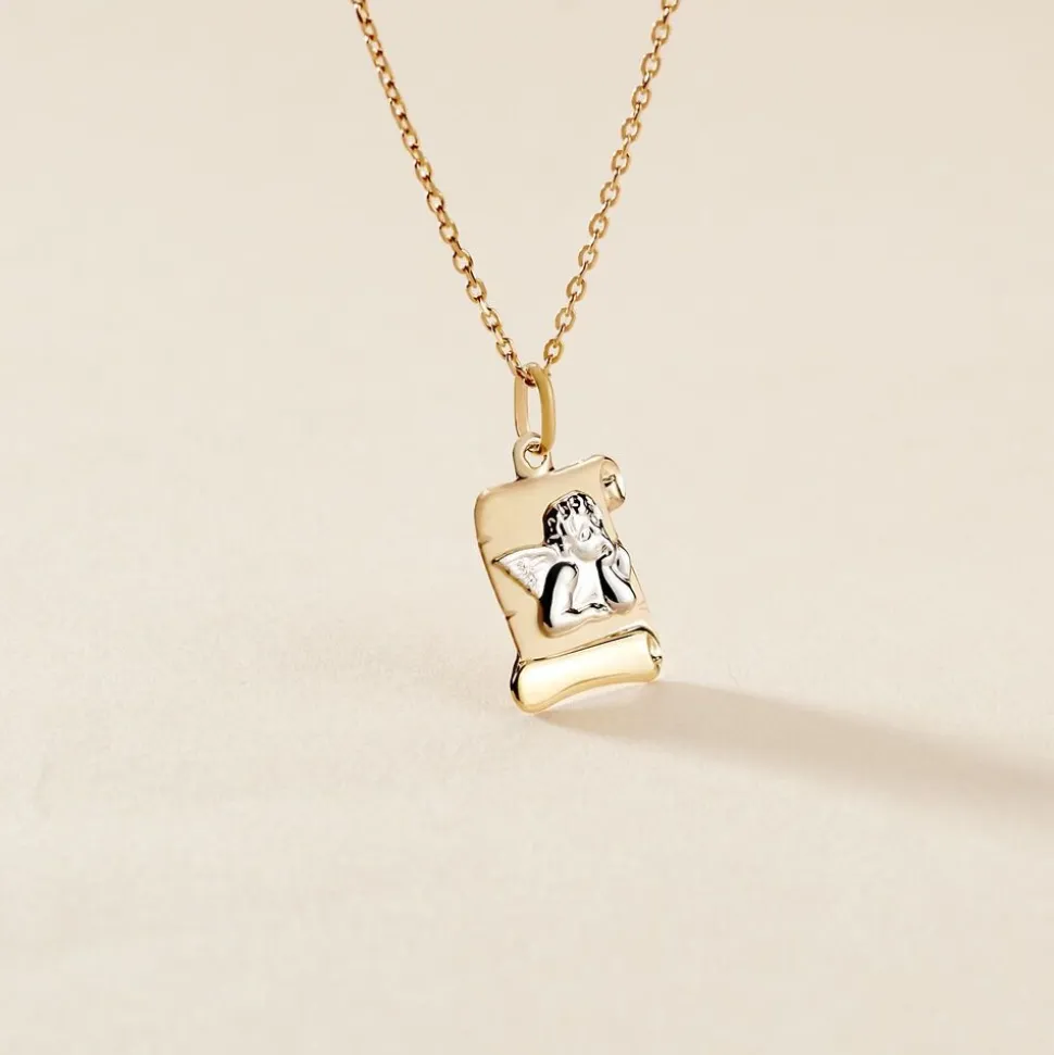 Pendentif Hanan Ange Parchemin Or Bicolore