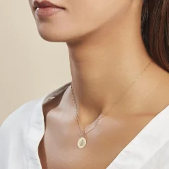 Marc Orian Pendentifs|Pendentifs Personnalisés > Pendentif Hanita Ange Rond Satine Or Jaune