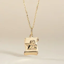 Pendentif Hanne Ange Parchemin Or Jaune