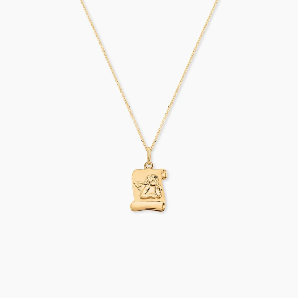 Pendentif Hanne Ange Parchemin Or Jaune