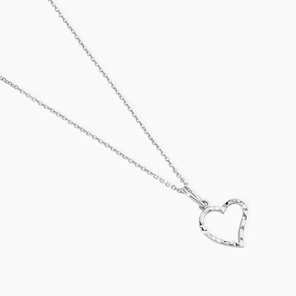 Marc Orian Pendentifs|Pendentifs > Pendentif Heck Coeur Strie Or Blanc